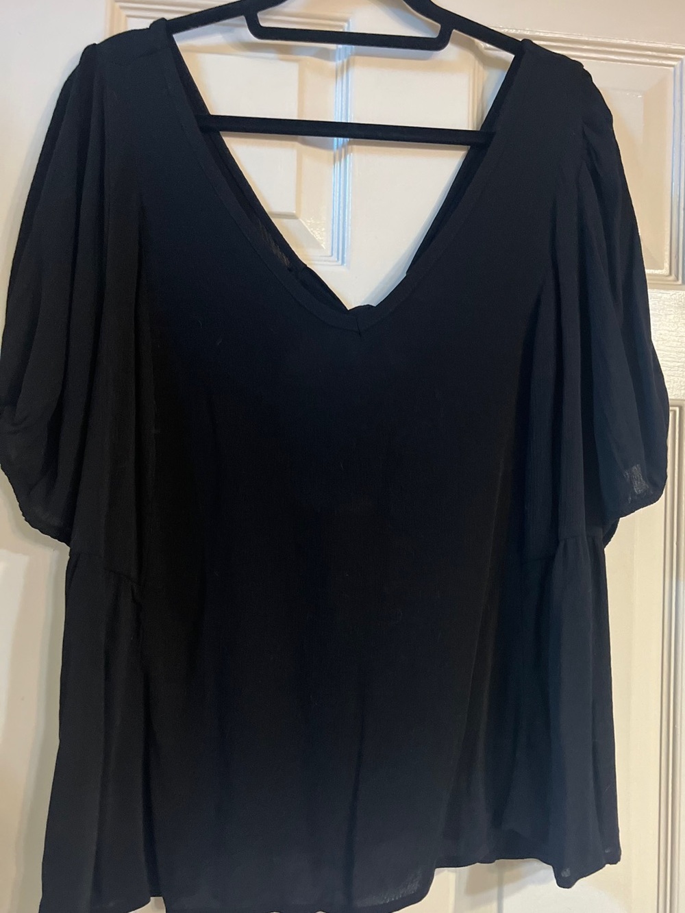torrid Black V-Neck Flutter Sleeve Tunic